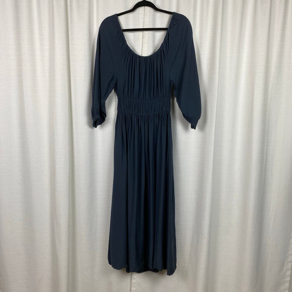 Madewell Dark Baltic Blue Gray Twill Sophia Midi Dress Sz.S - Picture 12 of 16